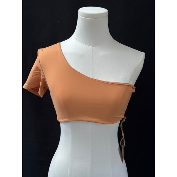 FP Toast Swim One Shoulder Crop Swim Top Sandstone Sz SM - Picture 1 of 3